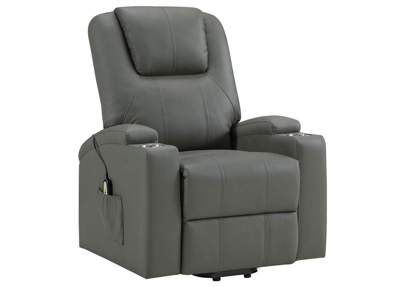 609478P Armstrong Upholstered Power Lift Massage Recliner Grey
