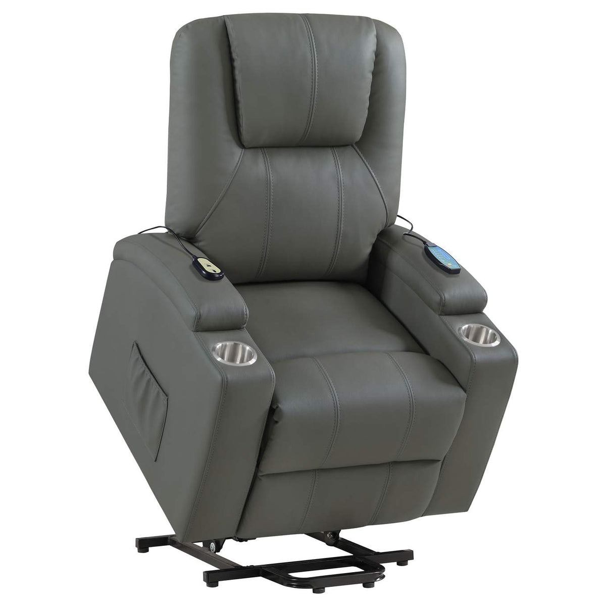 609478P Armstrong Upholstered Power Lift Massage Recliner Grey