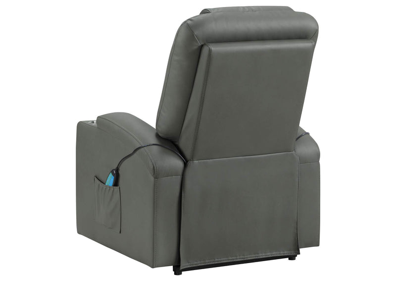 609478P Armstrong Upholstered Power Lift Massage Recliner Grey
