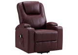 609479P Armstrong Upholstered Power Lift Massage Recliner Wine