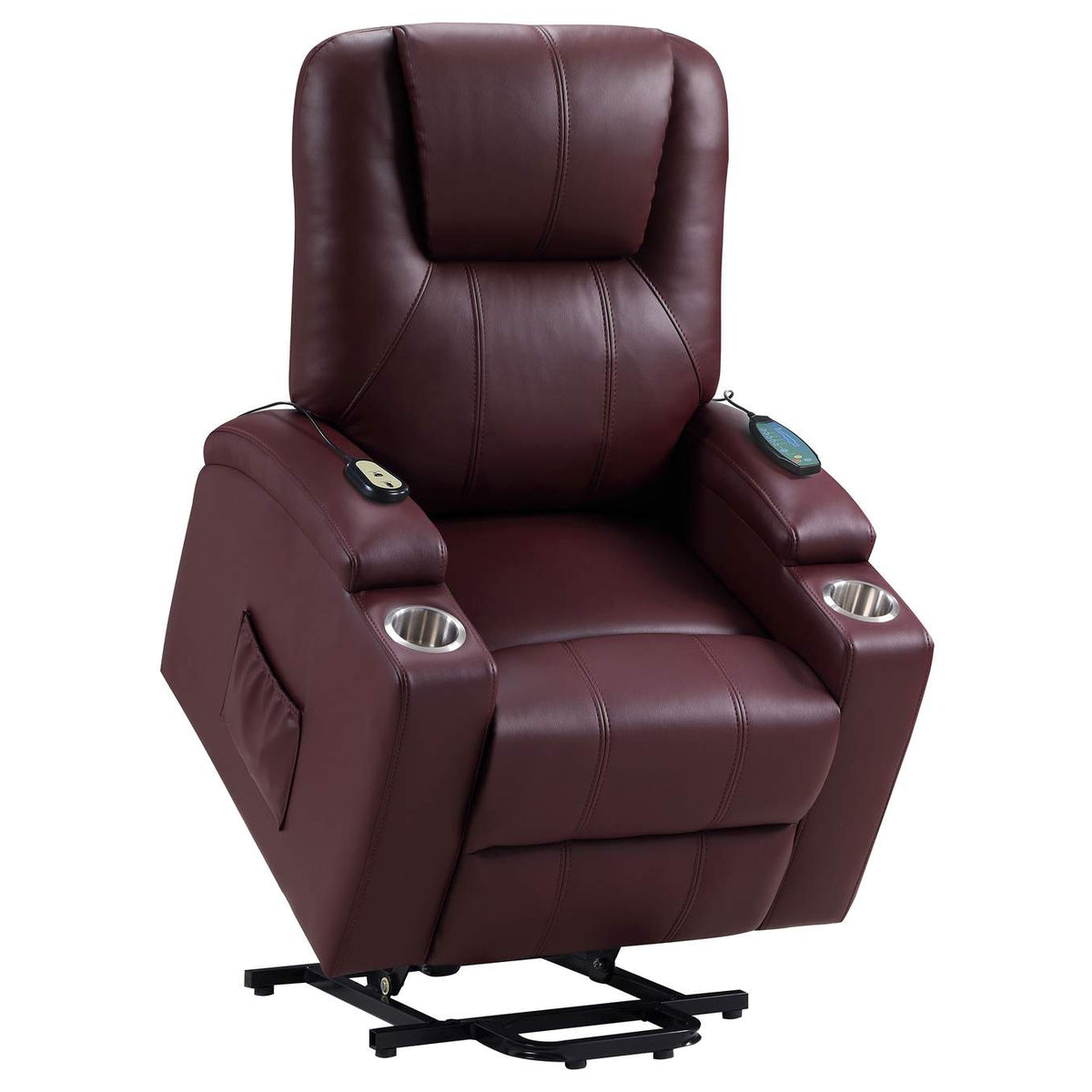 609479P Armstrong Upholstered Power Lift Massage Recliner Wine