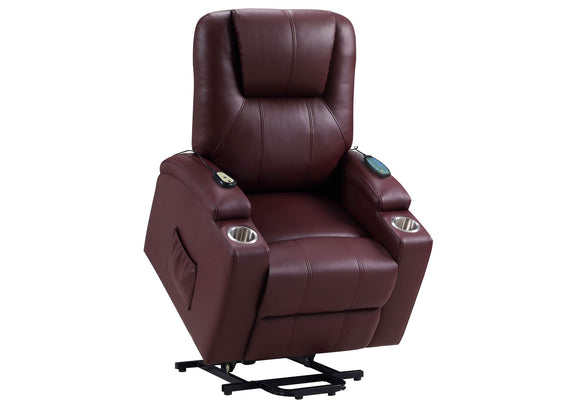609479P Armstrong Upholstered Power Lift Massage Recliner Wine
