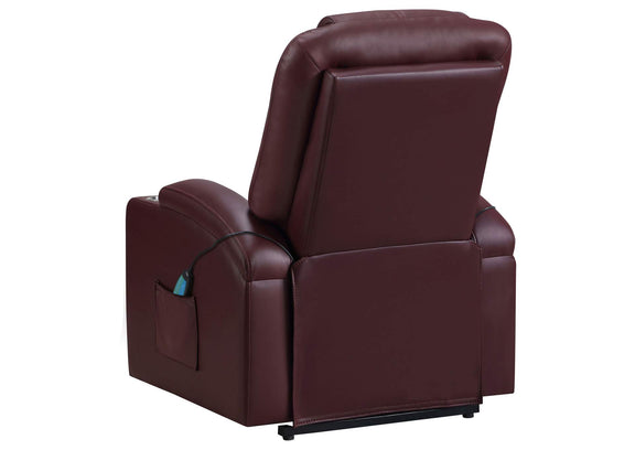 609479P Armstrong Upholstered Power Lift Massage Recliner Wine