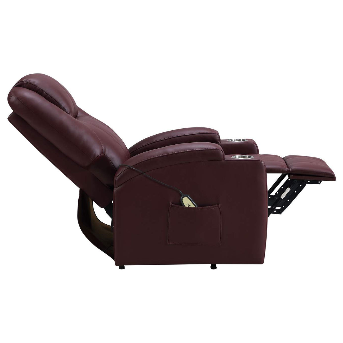 609479P Armstrong Upholstered Power Lift Massage Recliner Wine