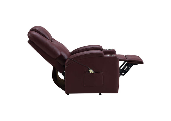609479P Armstrong Upholstered Power Lift Massage Recliner Wine