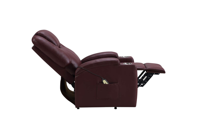 609479P Armstrong Upholstered Power Lift Massage Recliner Wine