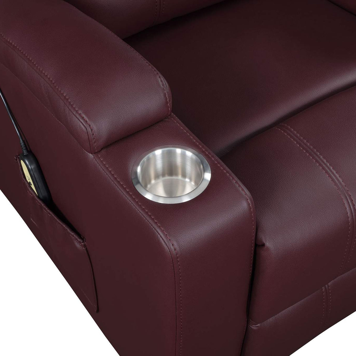 609479P Armstrong Upholstered Power Lift Massage Recliner Wine