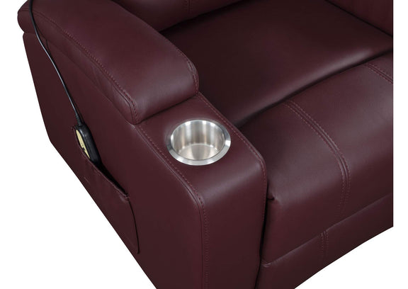 609479P Armstrong Upholstered Power Lift Massage Recliner Wine