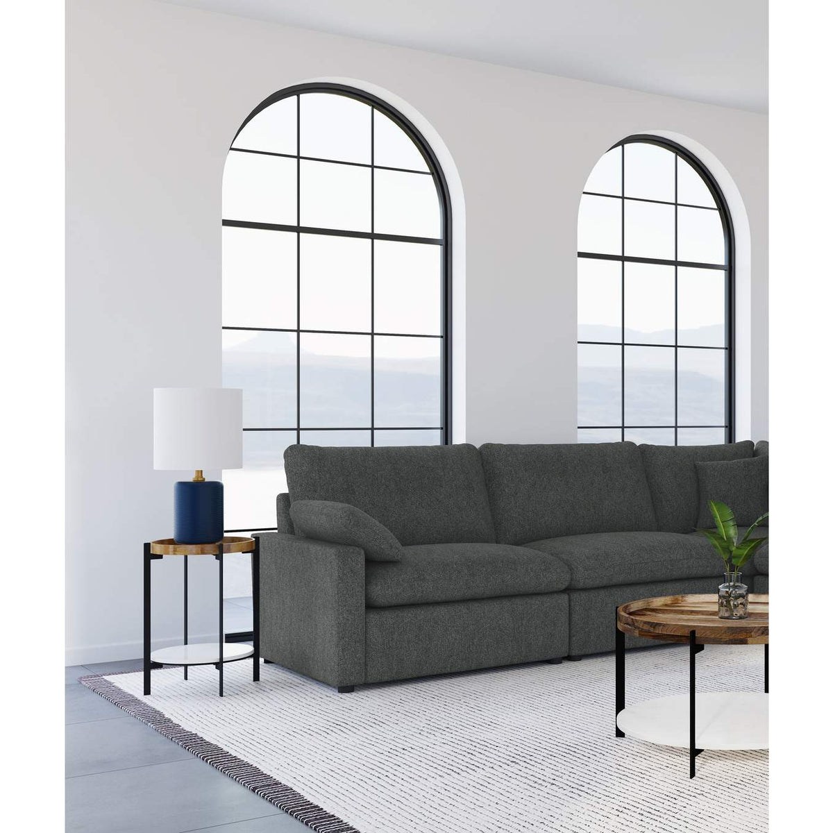 609530AC Collins Modular Armless Chair Dark Grey