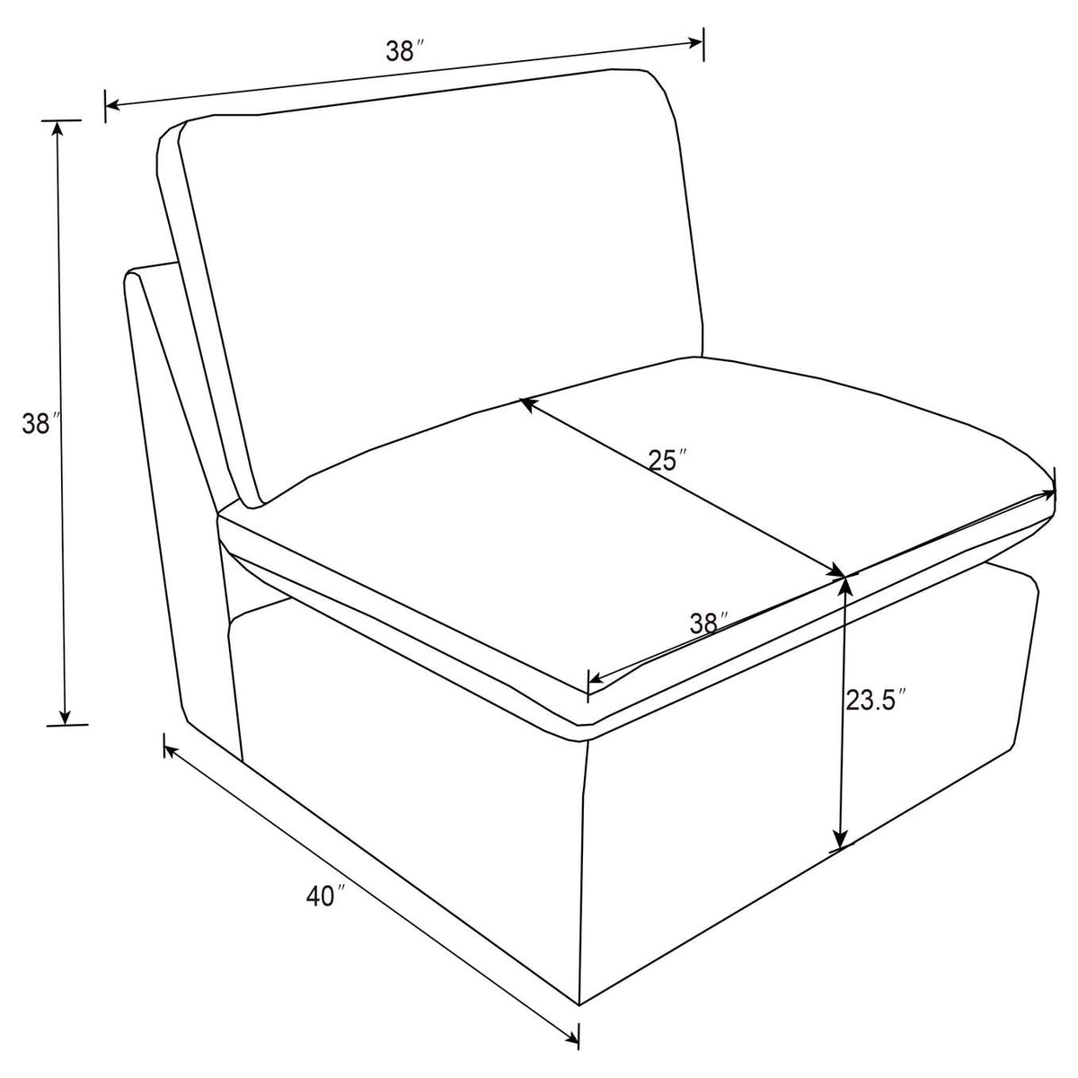 609530AC Collins Modular Armless Chair Dark Grey
