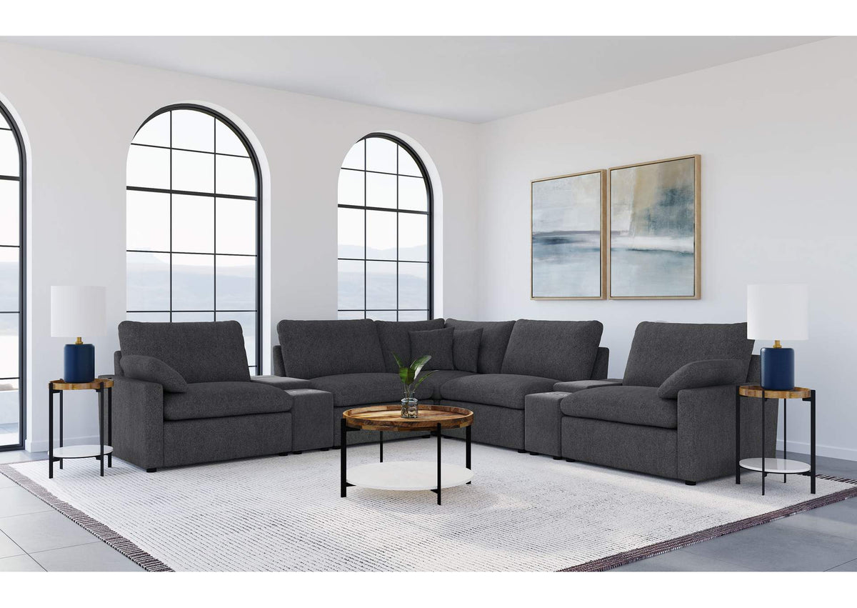 609530P-SETA Collins 7-piece Modular Power Reclining Sectional Dark Grey