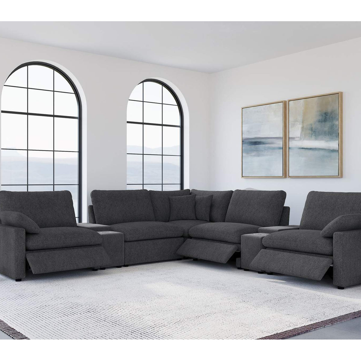 609530P-SETA Collins 7-piece Modular Power Reclining Sectional Dark Grey