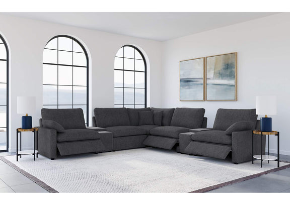 609530P-SETA Collins 7-piece Modular Power Reclining Sectional Dark Grey
