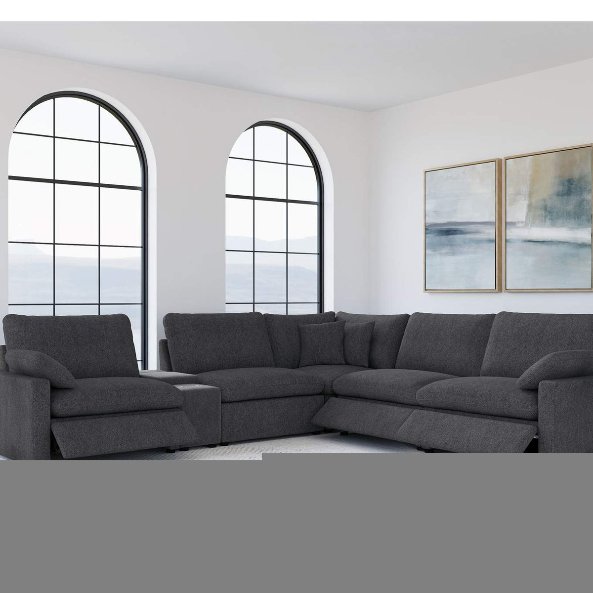 609530P-SET Collins 6-piece Modular Power Reclining Sectional Dark Grey