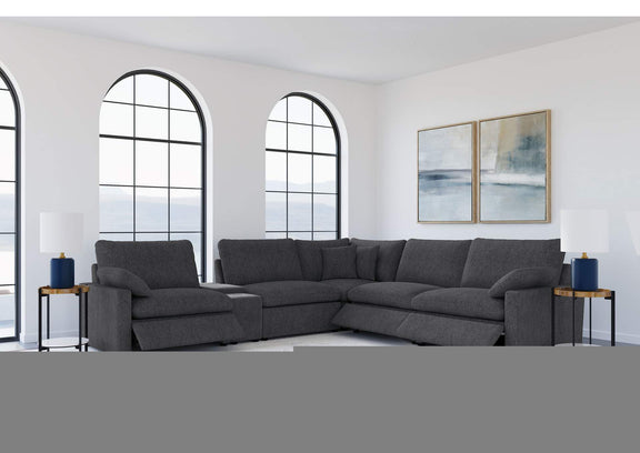 609530P-SET Collins 6-piece Modular Power Reclining Sectional Dark Grey