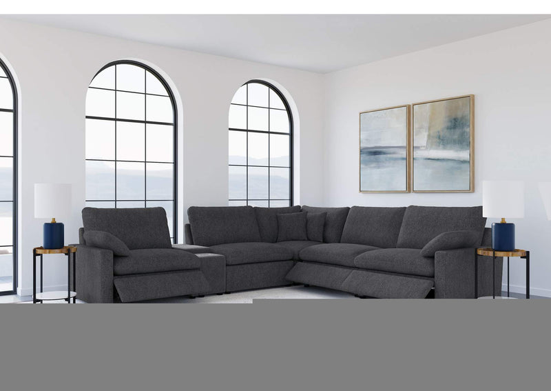 609530P-SET Collins 6-piece Modular Power Reclining Sectional Dark Grey