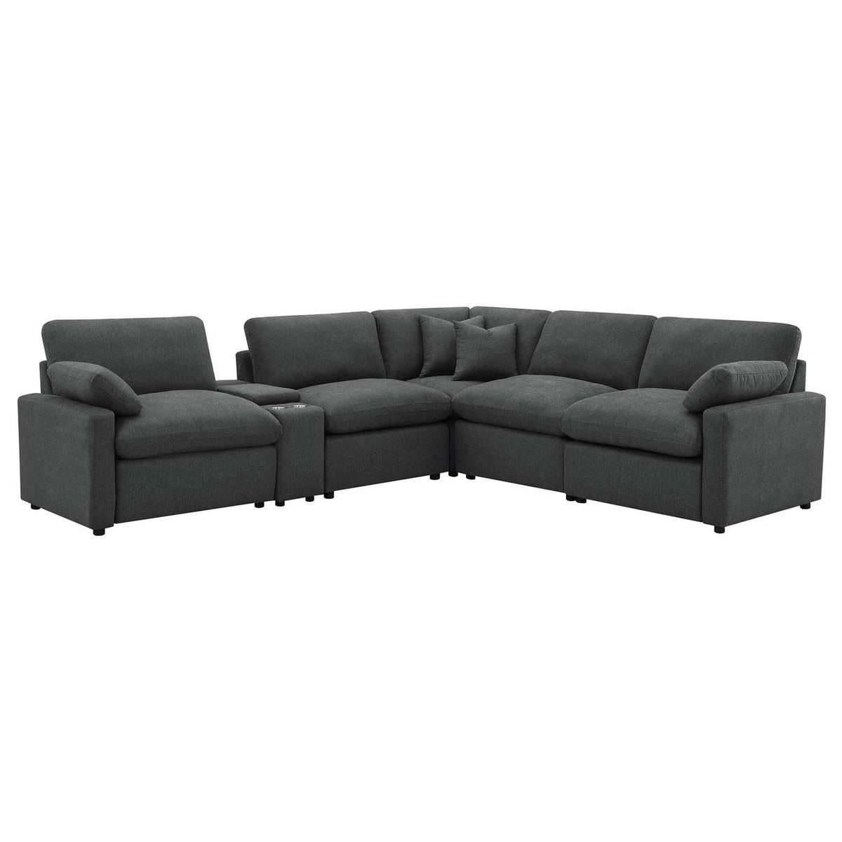 609530P-SET Collins 6-piece Modular Power Reclining Sectional Dark Grey