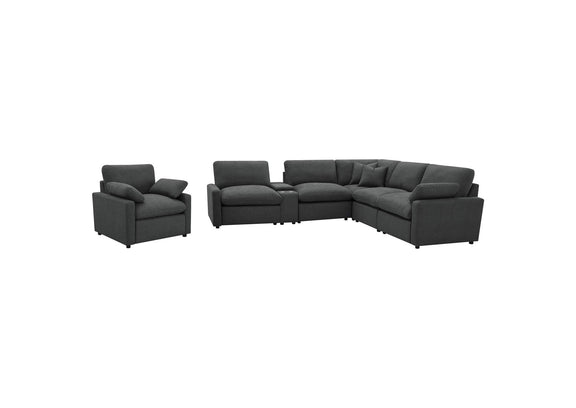 609530P-SET Collins 6-piece Modular Power Reclining Sectional Dark Grey