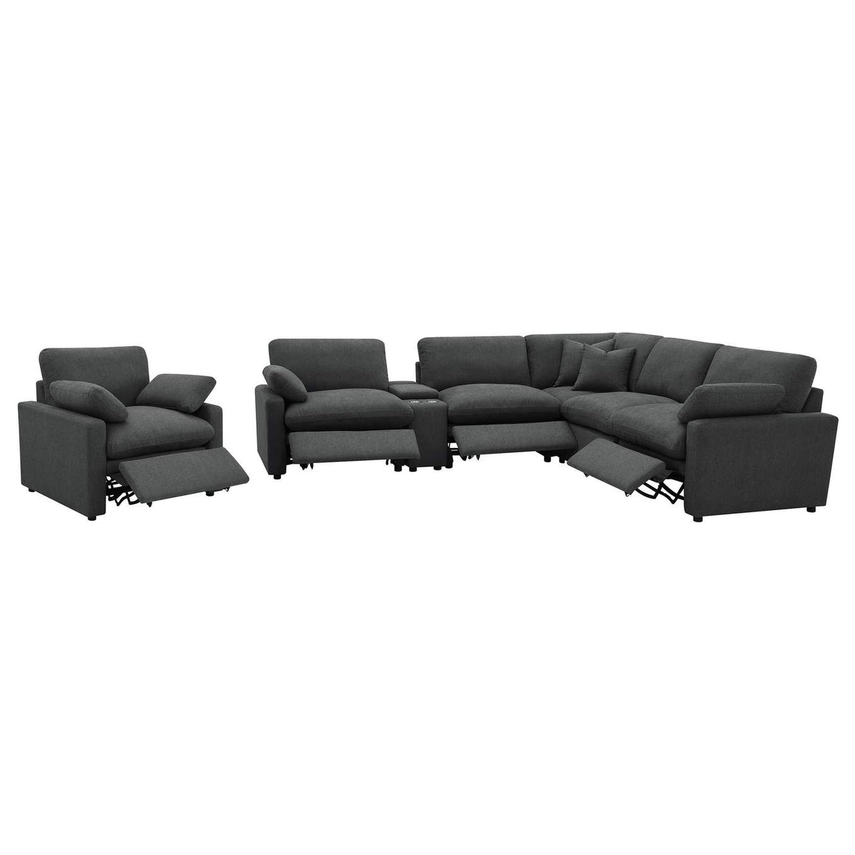 609530P-SET Collins 6-piece Modular Power Reclining Sectional Dark Grey