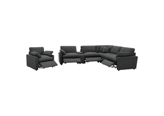 609530P-SET Collins 6-piece Modular Power Reclining Sectional Dark Grey