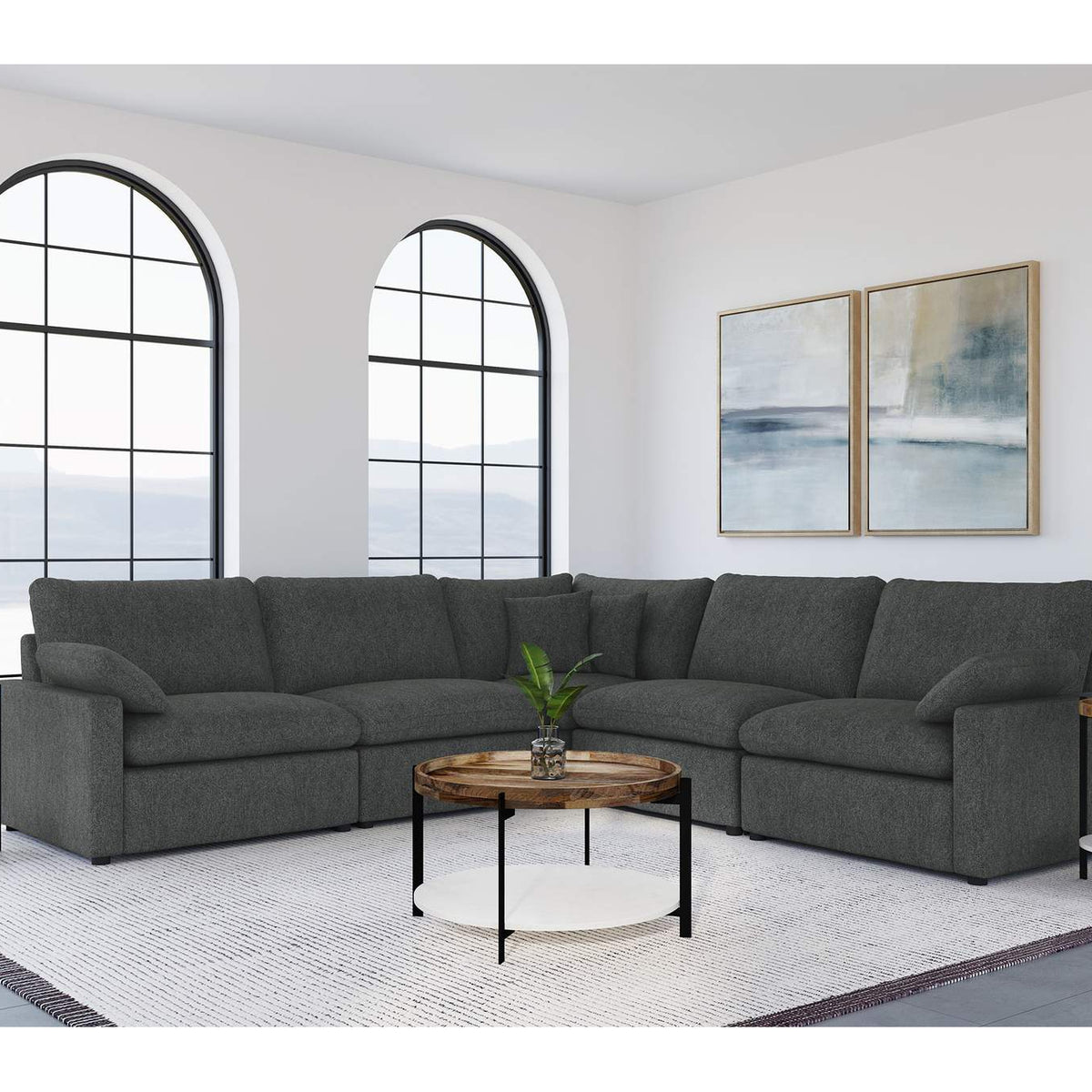609530P Collins 5-piece Modular Power Reclining Sectional Dark Grey