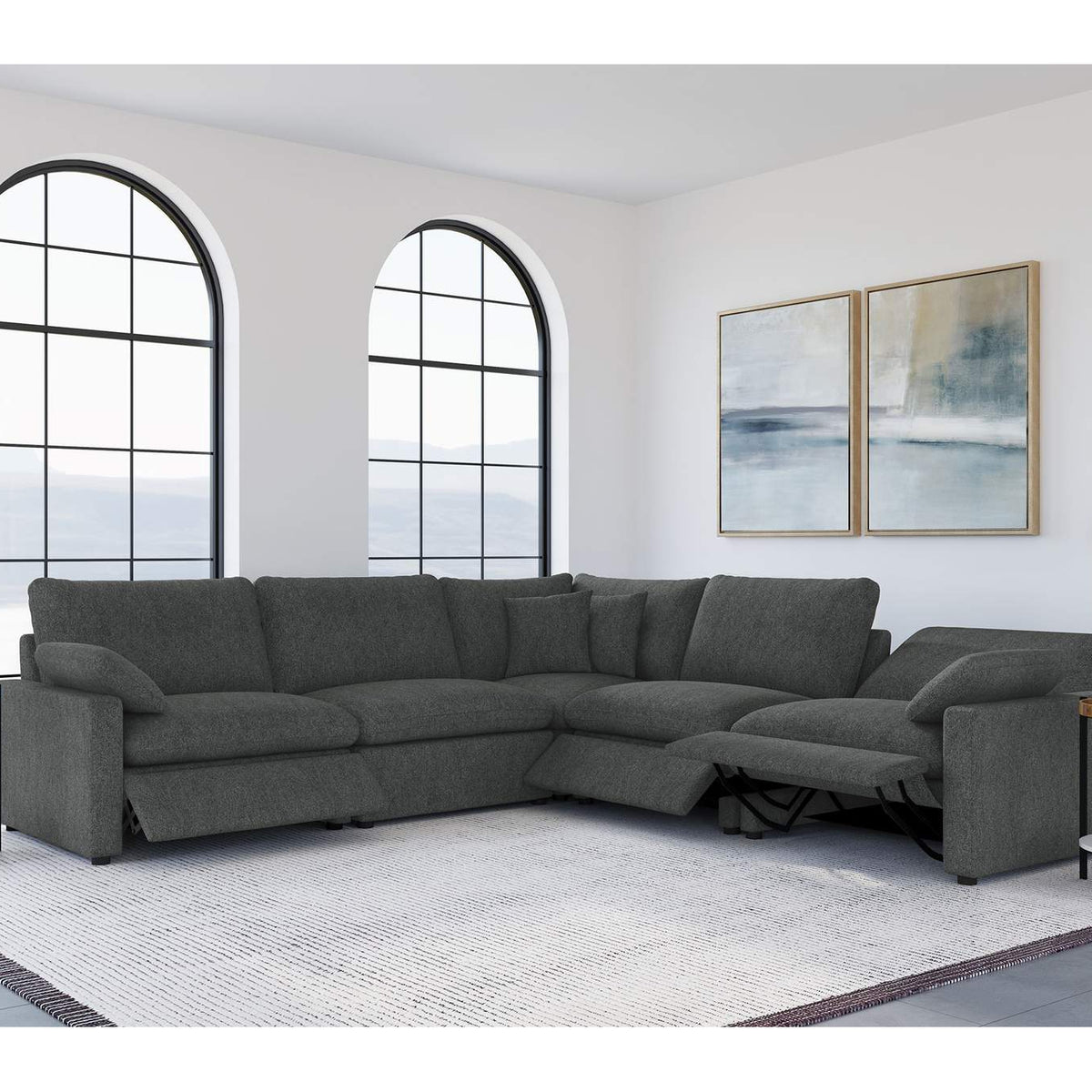 609530P Collins 5-piece Modular Power Reclining Sectional Dark Grey