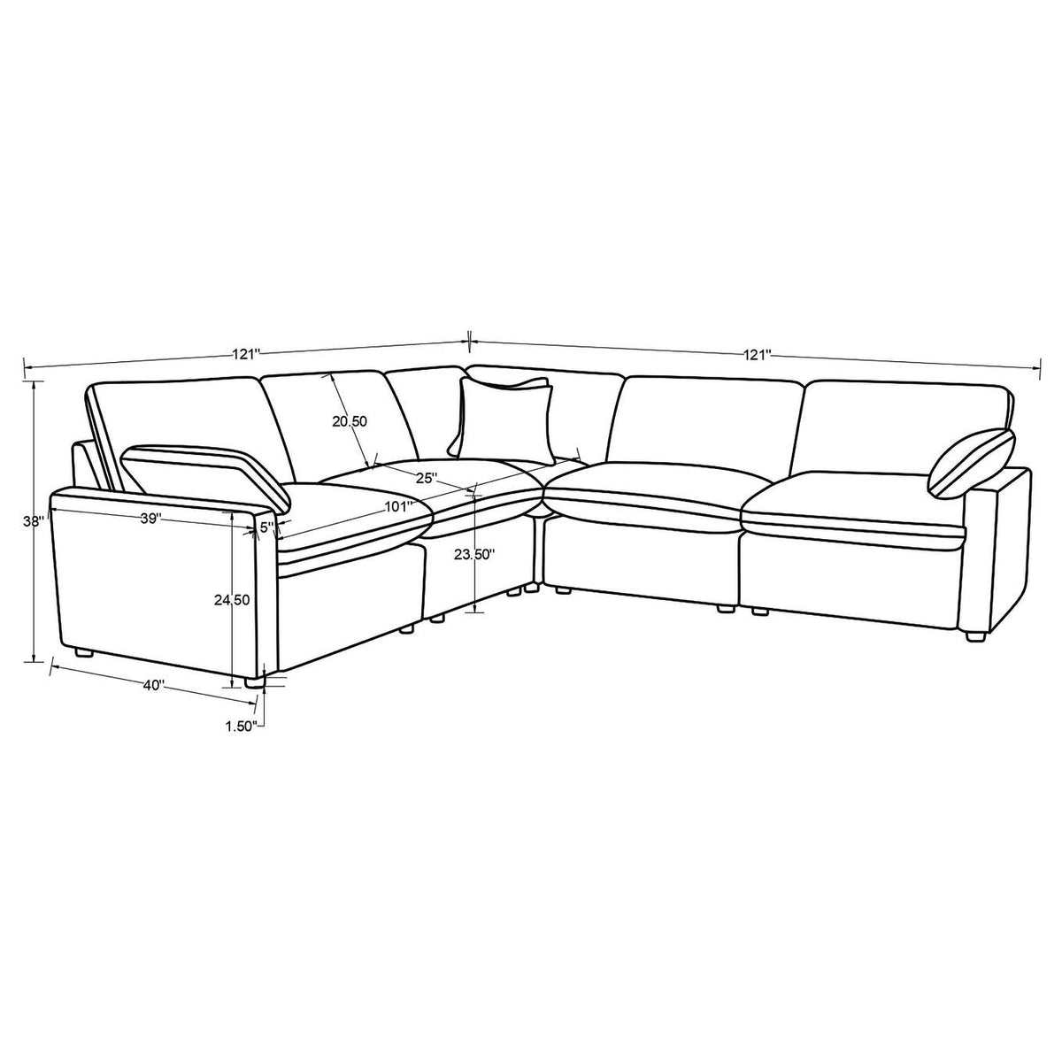 609530P Collins 5-piece Modular Power Reclining Sectional Dark Grey