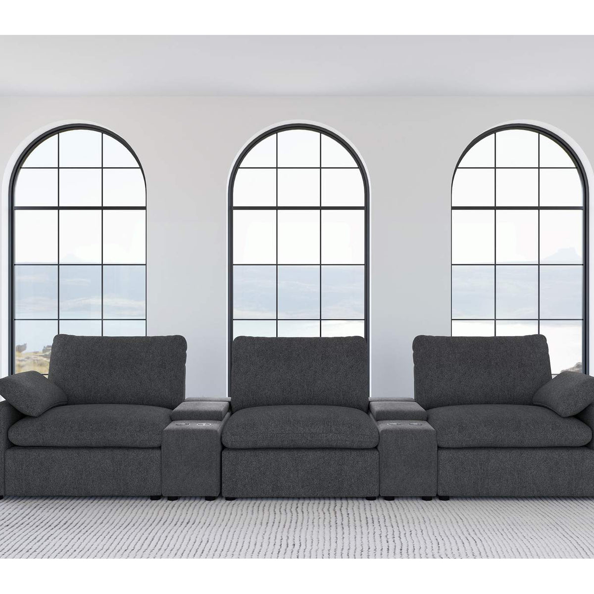 609531PT Collins 5-Piece Power Reclining Home Theater Seating Dark Grey