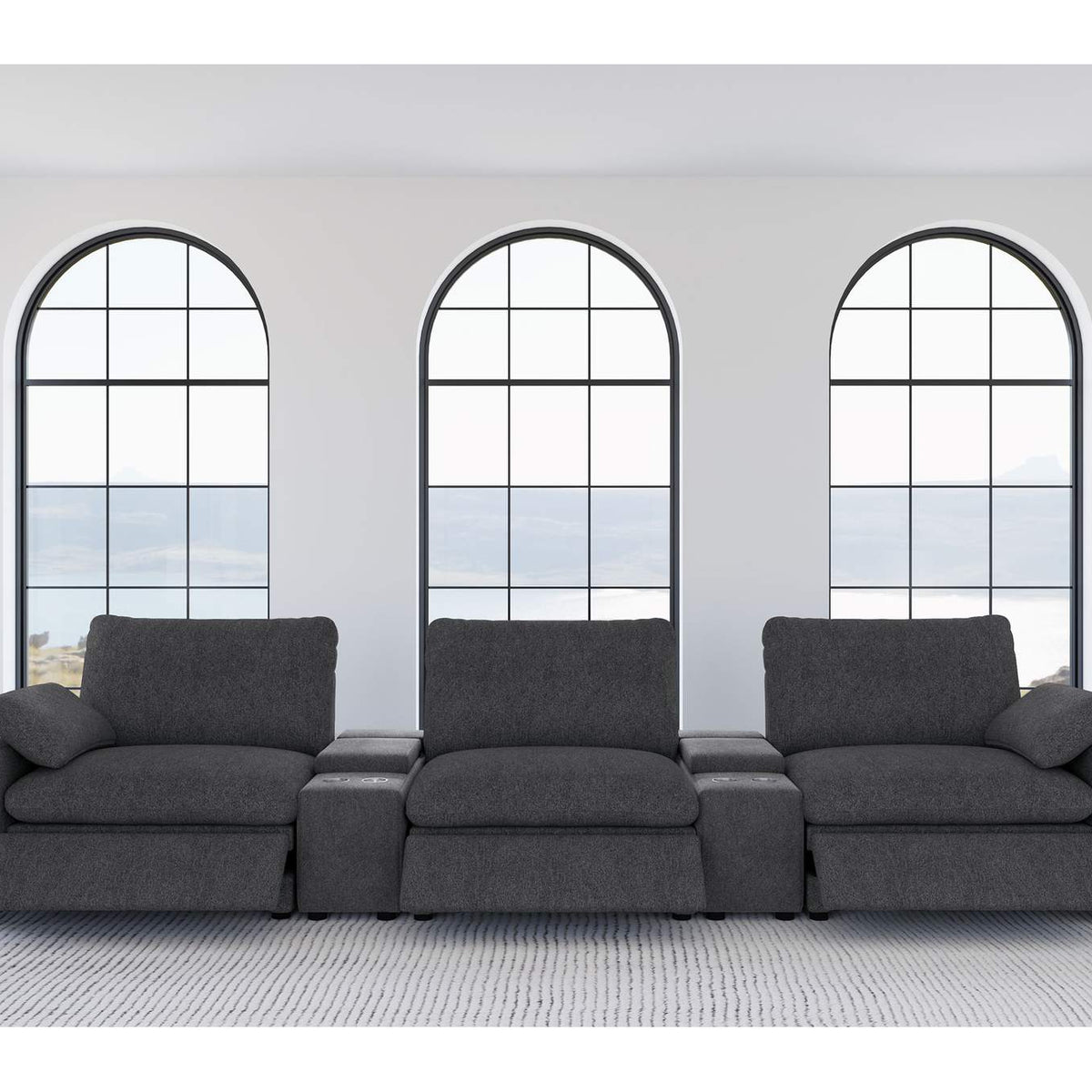 609531PT Collins 5-Piece Power Reclining Home Theater Seating Dark Grey