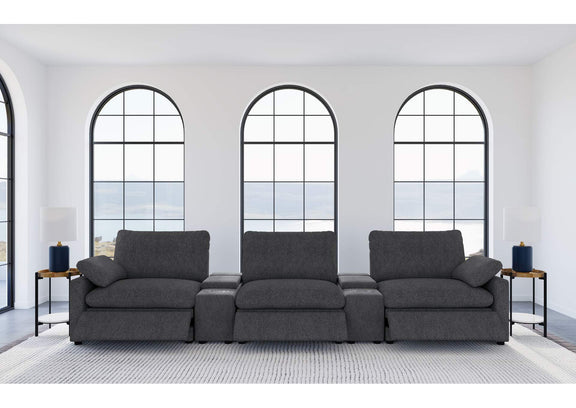 609531PT Collins 5-Piece Power Reclining Home Theater Seating Dark Grey