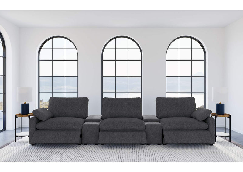 609531PT Collins 5-Piece Power Reclining Home Theater Seating Dark Grey