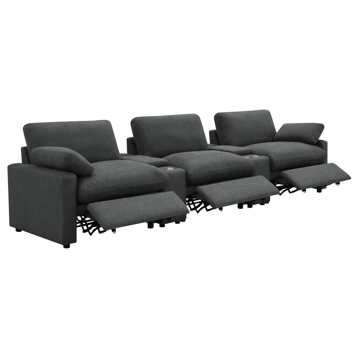 609531PT Collins 5-Piece Power Reclining Home Theater Seating Dark Grey