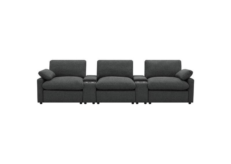609531PT Collins 5-Piece Power Reclining Home Theater Seating Dark Grey