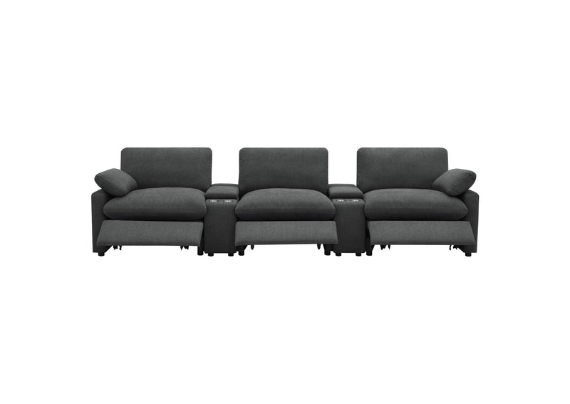 609531PT Collins 5-Piece Power Reclining Home Theater Seating Dark Grey
