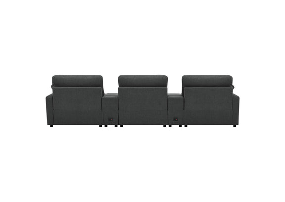 609531PT Collins 5-Piece Power Reclining Home Theater Seating Dark Grey