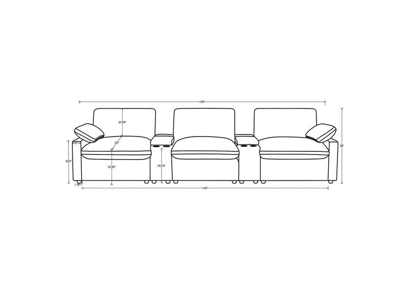 609531PT Collins 5-Piece Power Reclining Home Theater Seating Dark Grey