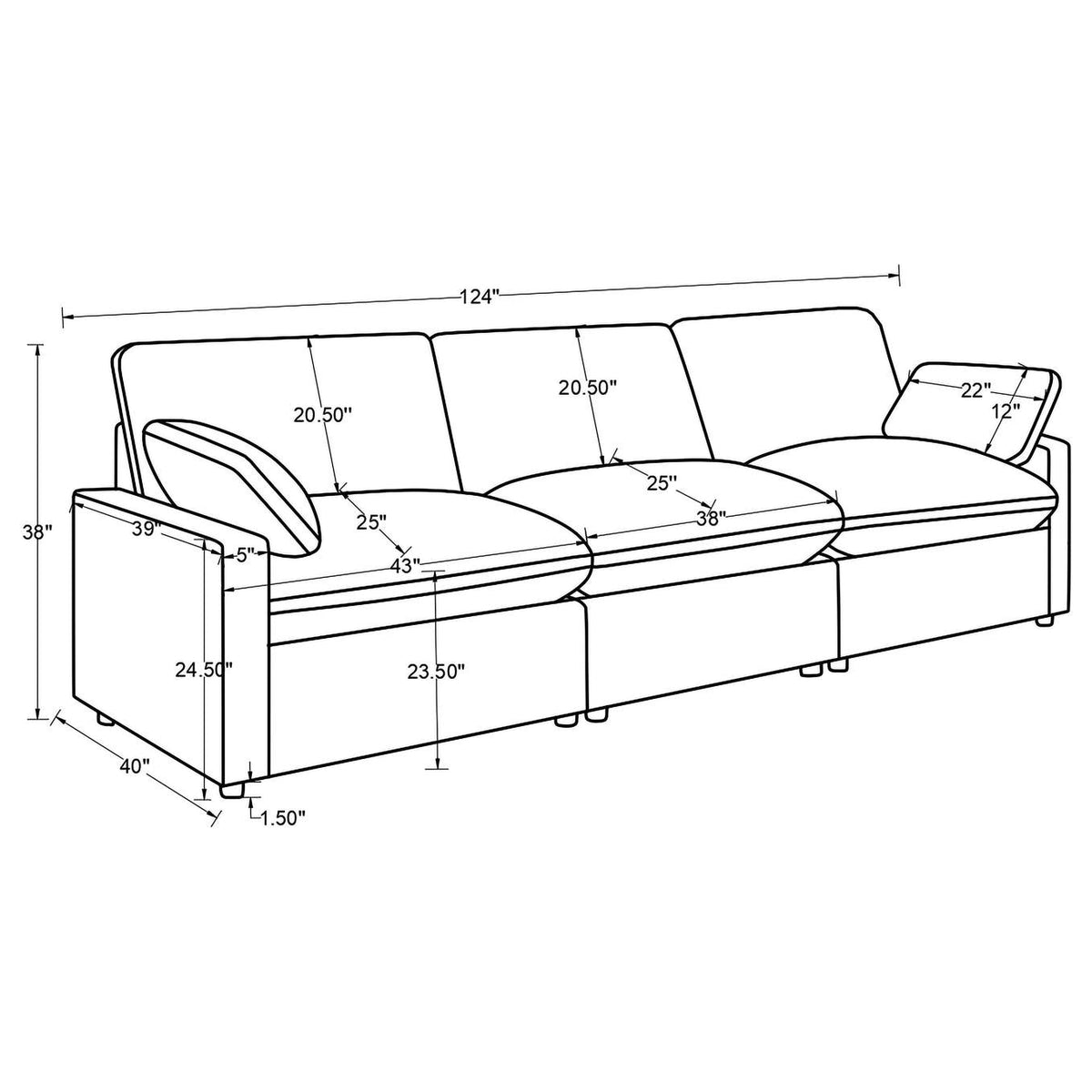 609531P Collins Modular Power Sofa Dark Grey