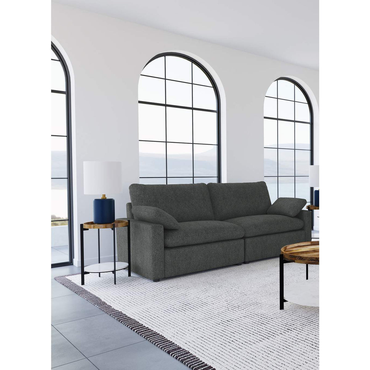 609532P Collins Modular Power Loveseat Dark Grey