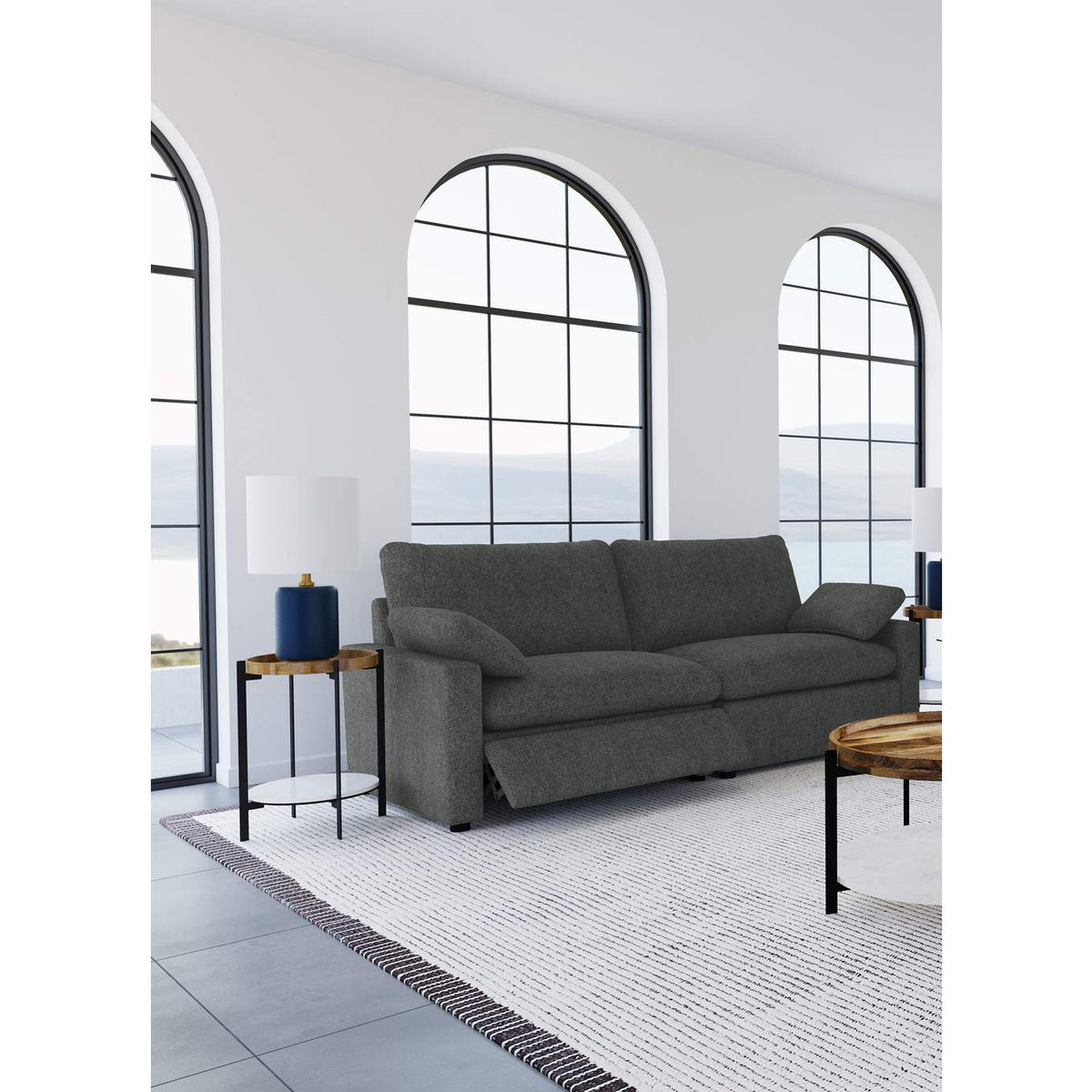 609532P Collins Modular Power Loveseat Dark Grey