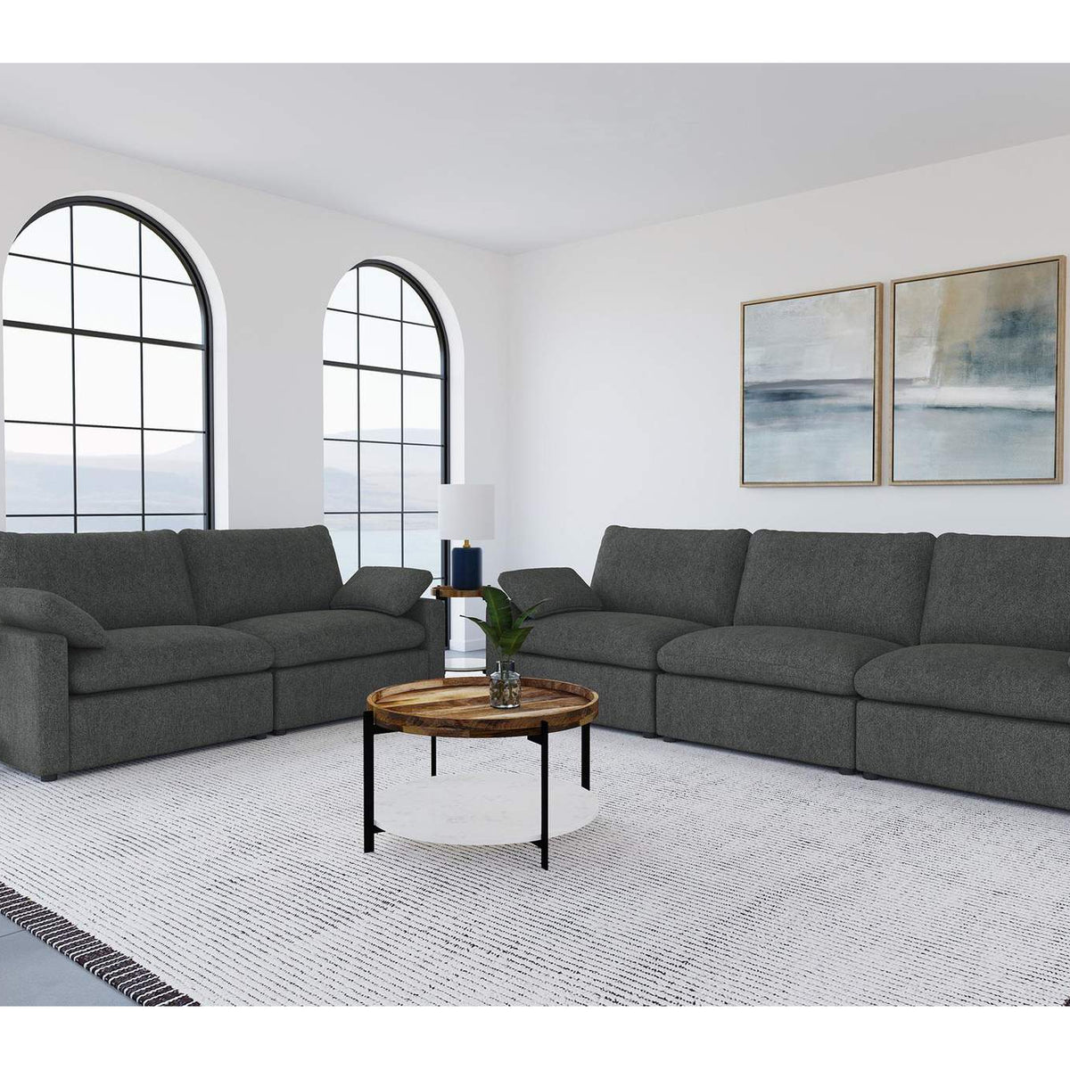 609532P Collins Modular Power Loveseat Dark Grey