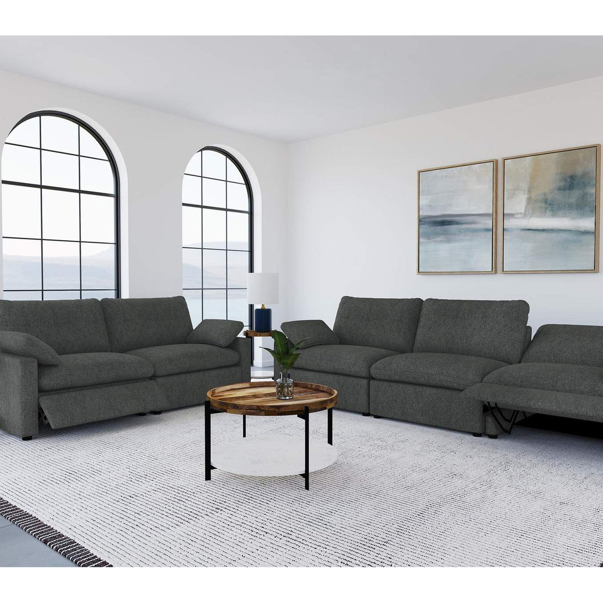 609532P Collins Modular Power Loveseat Dark Grey
