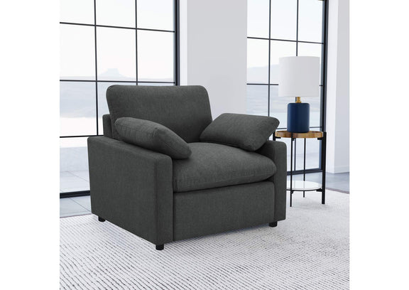 609533P Collins Upholstered Power Recliner Chair Dark Grey