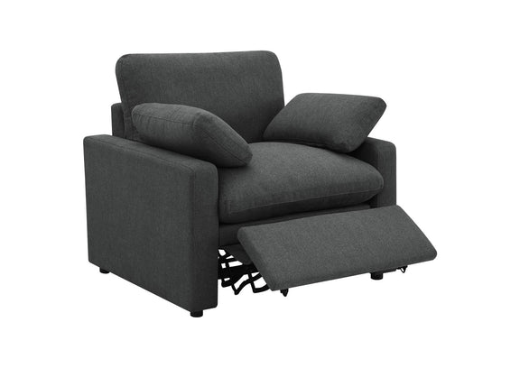 609533P Collins Upholstered Power Recliner Chair Dark Grey