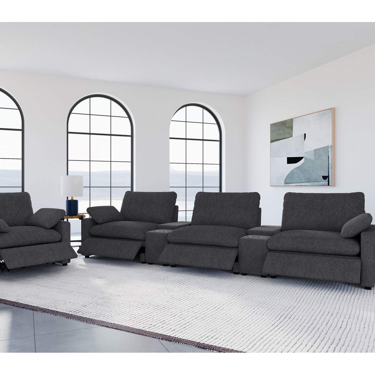 609533P Collins Upholstered Power Recliner Chair Dark Grey