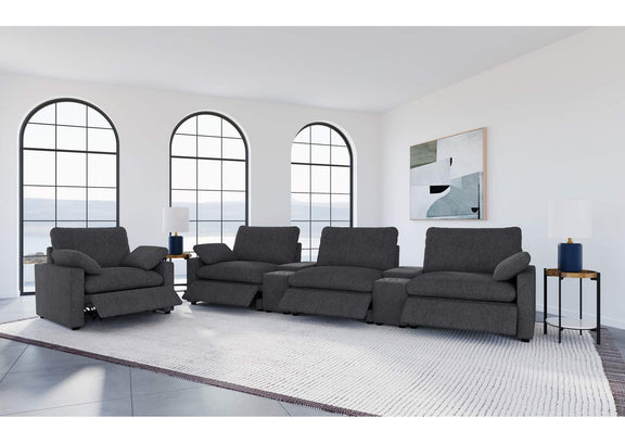 609533P Collins Upholstered Power Recliner Chair Dark Grey