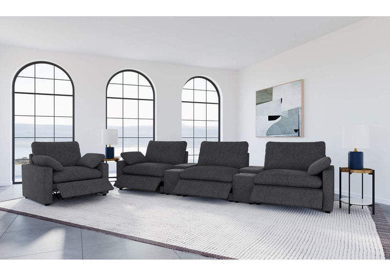 609533P Collins Upholstered Power Recliner Chair Dark Grey