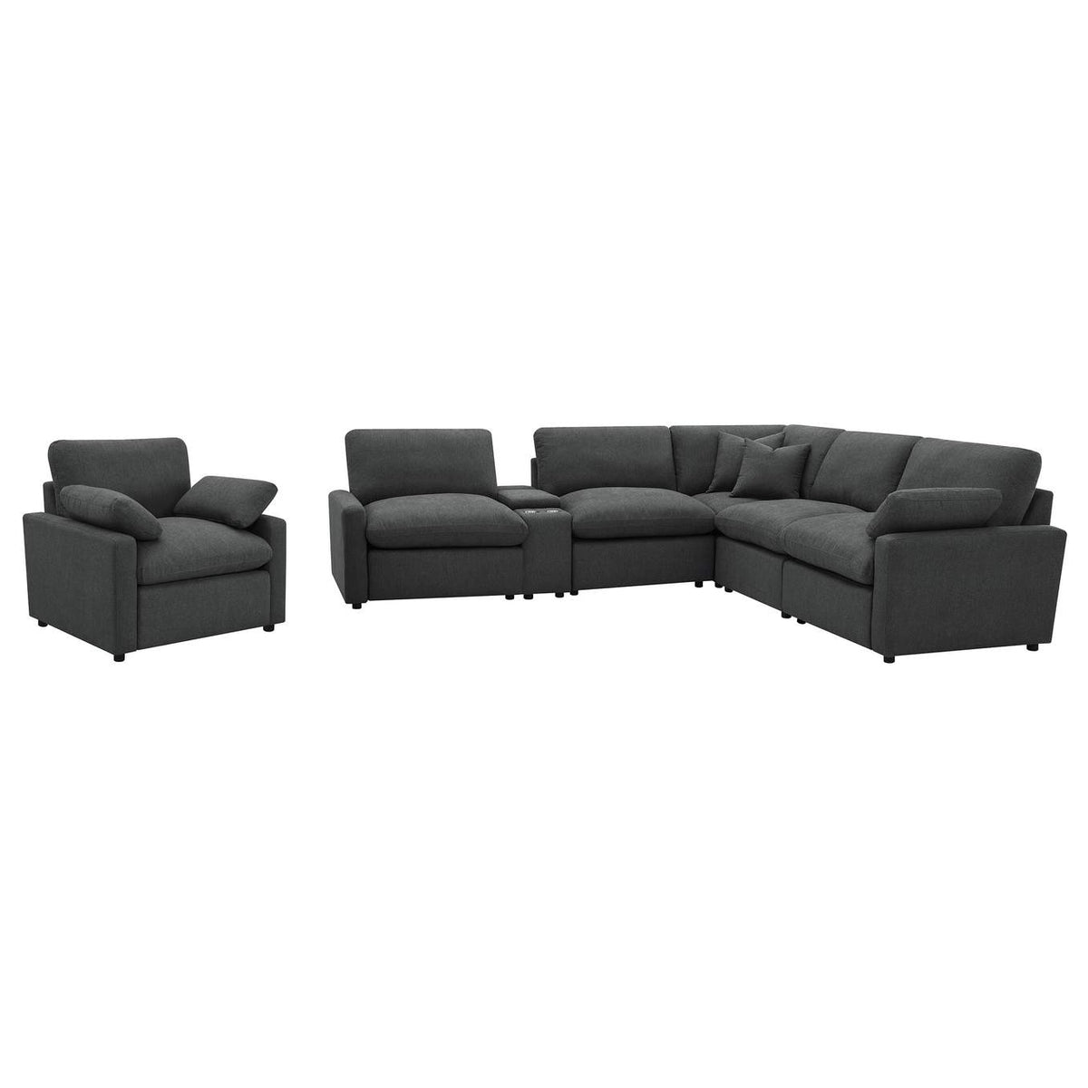 609533P Collins Upholstered Power Recliner Chair Dark Grey