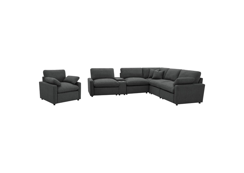 609533P Collins Upholstered Power Recliner Chair Dark Grey