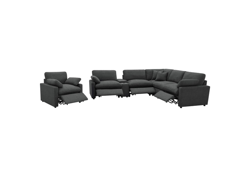 609533P Collins Upholstered Power Recliner Chair Dark Grey