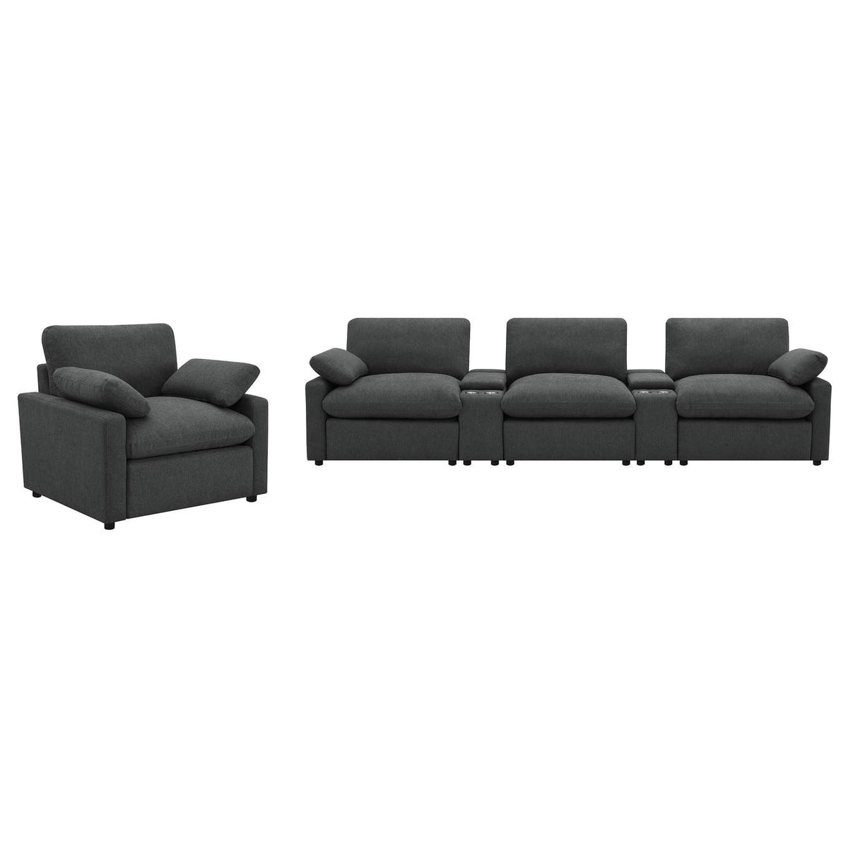 609533P Collins Upholstered Power Recliner Chair Dark Grey